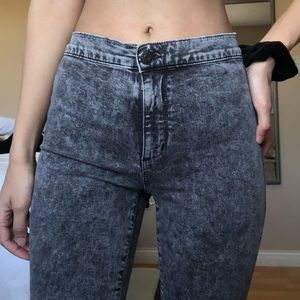 High waisted acid wash jeggings